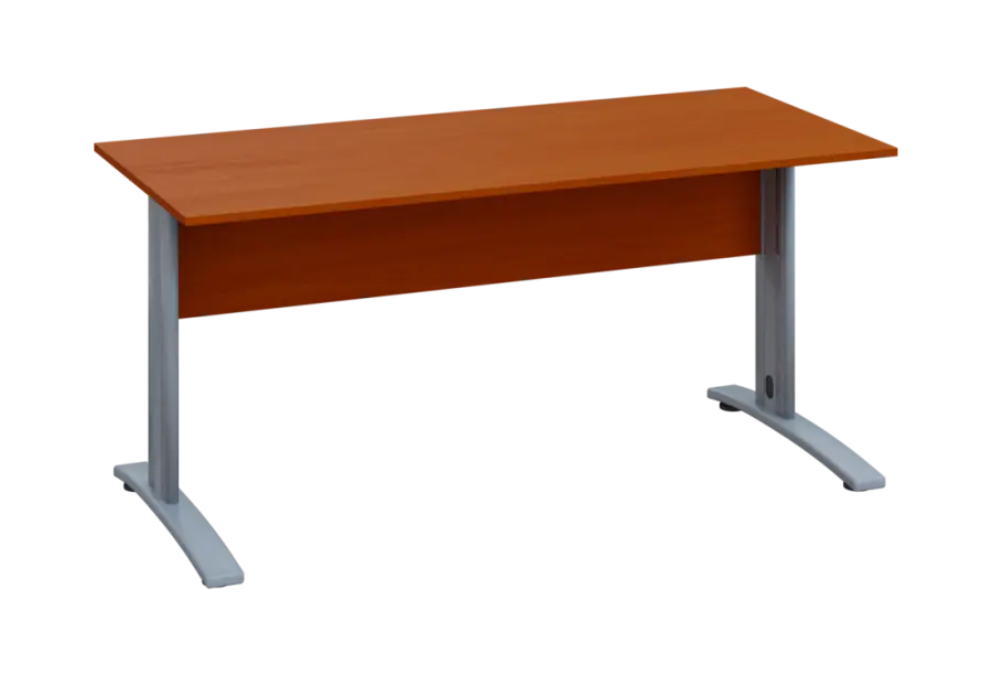 EPK 27 - 16 stůl kancelářský, kovová podnož stříbrná, deska 25 mm, široký 1600, třešeň šumavská